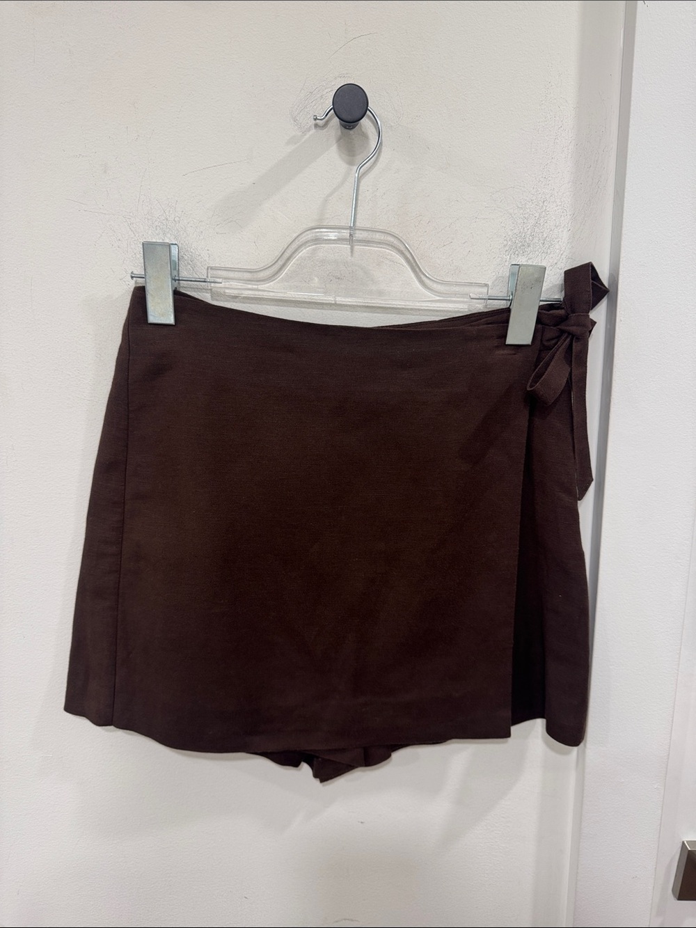 LOFT Brown Wrap-Style Skort with Side Tie